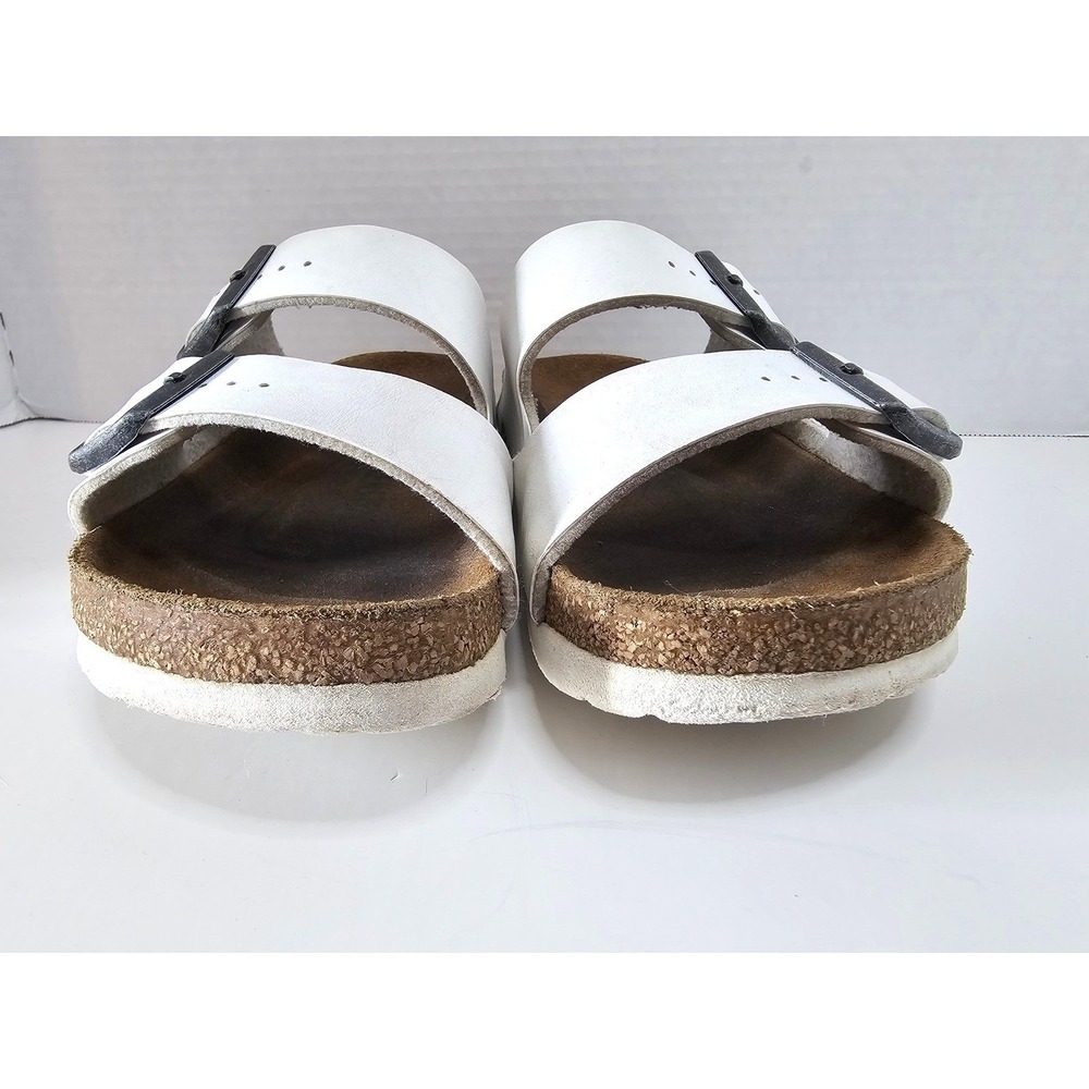 Birkenstock Arizona White Leather Two Strap Sandals Unisex EUC SZ 38 - Picture 6 of 10